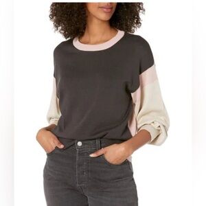 Monrow Color Block crew neck sweater